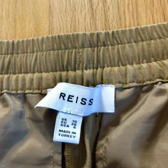 REISS isador drawstring short pull on tencel khaki safari size 6 US - Picture 6 of 12